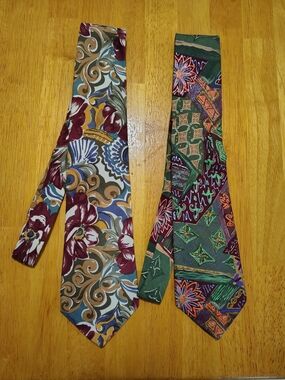 Johnny Carson Necktie Lot Mens OS Multicolor 90s Vintage Cotton Wide Floral Geo